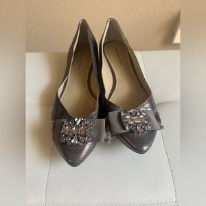 Adrienne Vittadini Gray Flats with Crystal Embellishments